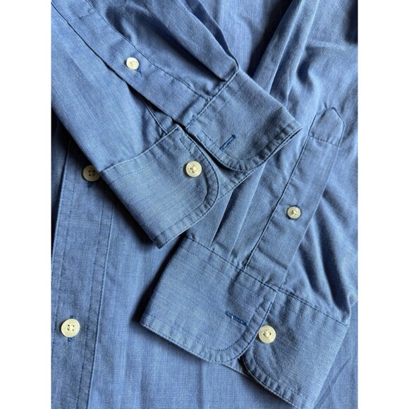 Chaps Men's Easy Care Long Sleeve Button Front Shirt Oxford Size XL Blue Soft - Picture 3 of 6